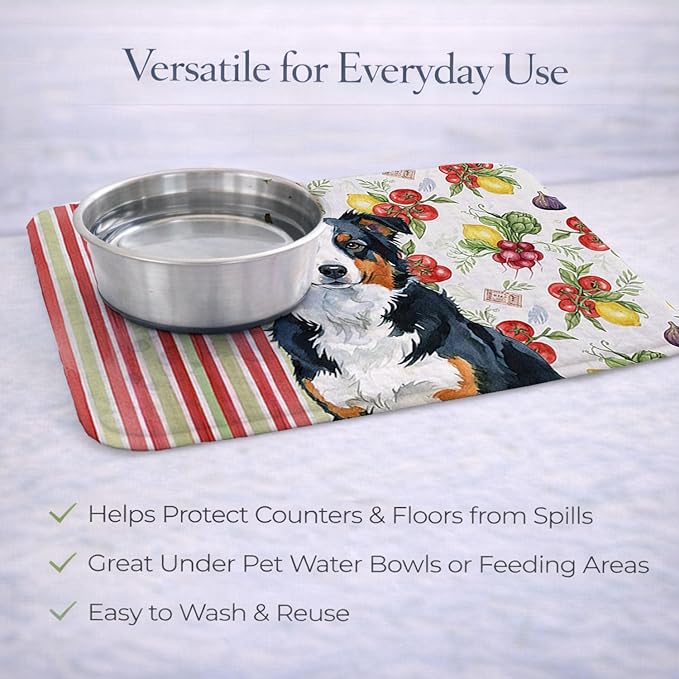 Caroline's Treasures Black Tri American Shepherd Vegetables Dish Drying Mat Absorbent Dish Drying Mat Pad for Kitchen Counter Dish Drainer Mat for Countertop 14 x 21 Multicolor