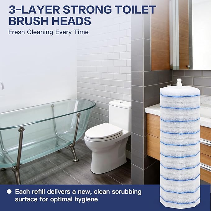 100PC Toilet Bowl Wand Refills Disposable Toilet Brush Heads Upgraded Toilet Scrubber Refill Toilet Cleaner Refill Pads with Most Toilet Brushes for Easy Bathroom Cleaning