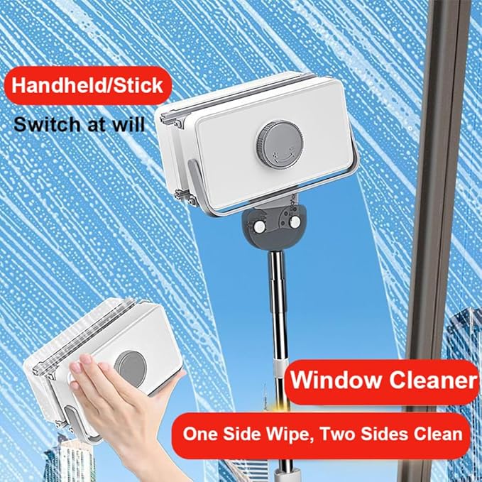 Generic Professional Magnetic Double Sided Window Cleaner with 90-120cm Telescopic Stick Adjustable Magnetic Force for 5-35mm Glass (Single/Double/Insulated)(8-35mm Portable)