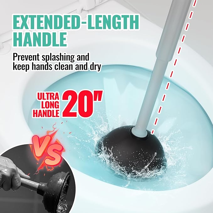 2PACK 4 in 1 Toilet Brush and Plunger Set with Crevice Cleaning Brush Toilet Plunger and Brush Set with Extra Long Handle Plungers for Bathroom Accessories Toilet Plunger with Holder Dark Gray