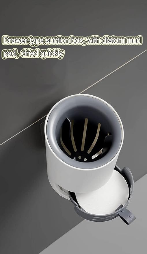 Silicon Toilet Bowl Cleaning Brush SetWall Mount Toilet Brush Refillable Toilet Brush Diatom Mud Absorbent Soft Bristled Silicone Toilet Brush