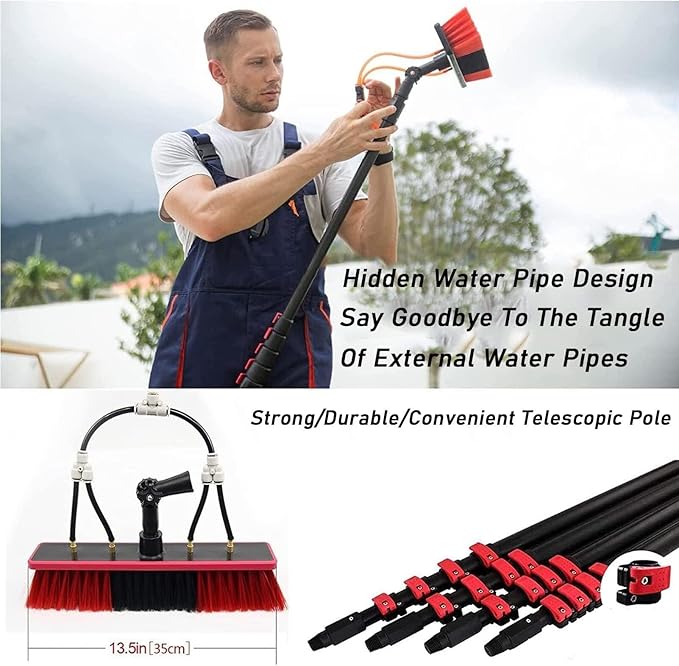 Solar Panel Cleaning BrushPole FedTelescopic Pole Window Cleaning for Photovoltaic Panel Cleaning Truck for Window Glass Wall