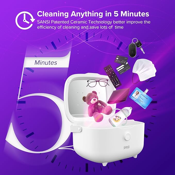 SANSI UV Light Sanitizer Box with 360° UVC Chips Sanitizes in 5 Minutes 5.1L Large Capacity Sanitizer for Baby &amp The Whole Family (15W)