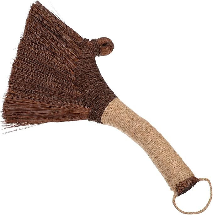 OUNONA Desktop Mini Broom Traditional Straw Handheld Sweeping Brush for Home and Office Cleaning Soft Whisk Broom for Dust Removal in Corners and Surfaces