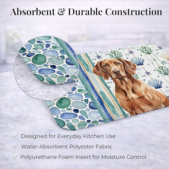 Caroline's Treasures Liver Pointer Coastal Sea Glass Dish Drying Mat Absorbent Dish Drying Mat Pad for Kitchen Counter Dish Drainer Mat for Countertop 14 x 21 Multicolor