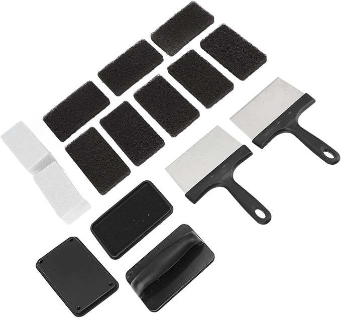 for Griddle Cleaning Kit Oil Removal Anti Hot Handle Multifunctional Grill Cleaning Kit (15Pcs)