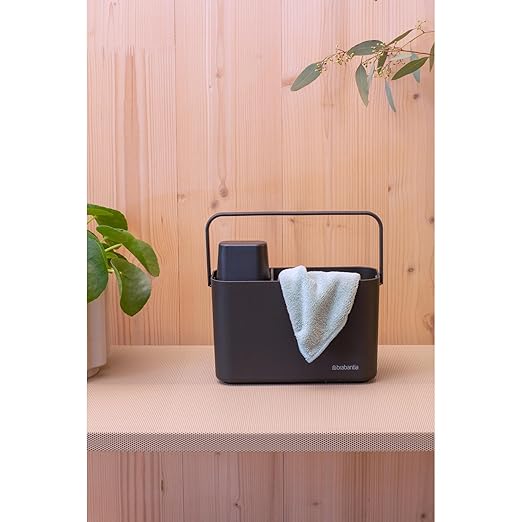 Brabantia SinkSide Cleaning Caddy with Handle - Dark Gray | Cleaning Products Organiser &amp Storage |Ergonomic &amp Compact Basket for Cleaning Tools