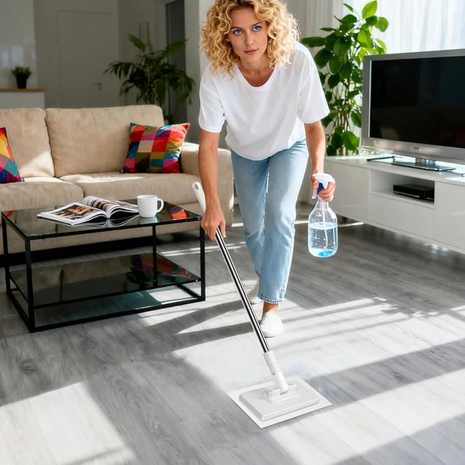 Disposables Dust Mop Automatic Cloth Changing Lazy Mop 100x16x8cm Detachable Press Face Towel Clamp Wipes Cleaning Mops 360° Rotating and 10 Reusable Cloth for Hardwood Bathroom Window