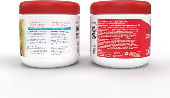 Bright Air 14 oz. Super Odor Eliminator for Medium-Size Spaces Fresh Apples &amp Spice Scent Case of 6 Lasts Up to 90 Days Each