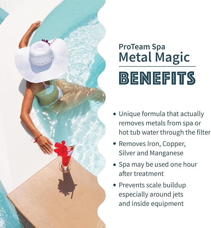 Proteam Spa Metal Magic - Spa Metal Remover for Hot Tub with SplashWiz Hot Tub Chemicals Care Guide - Made in USA (1 qt)