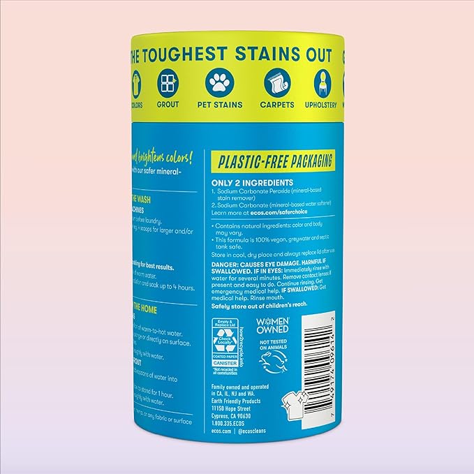 ECOS OXO BRITE Multi-Purpose Stain Remover Brightens &amp Whitens Free &amp Clear 145 Loads Plastic-Free Safer Choice Certified 2 lbs