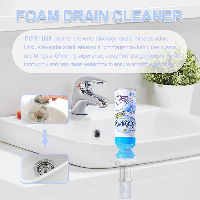 Foaming Drain Cleaner Sink Cleaner and Deodorizer Drain Clog Remover for Kitchen Sinks Shower Drains Tubs (2pcs)