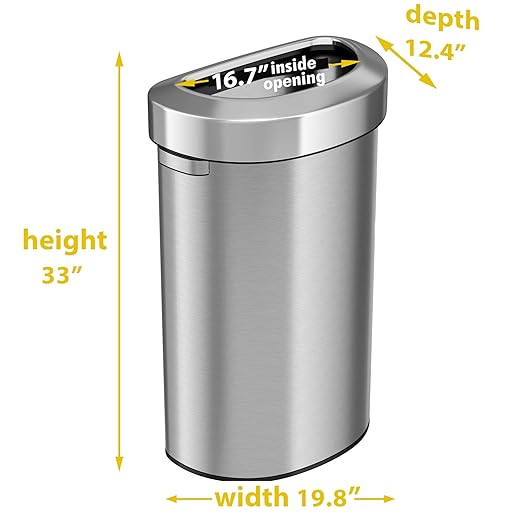 iTouchless 23 Gallon Semi-Round Open Top Trash Can and Recycle Bin 87 Liter Slim and Space-Saving Design for Home Office Kitchen Restaurant Restroom Large Capacity