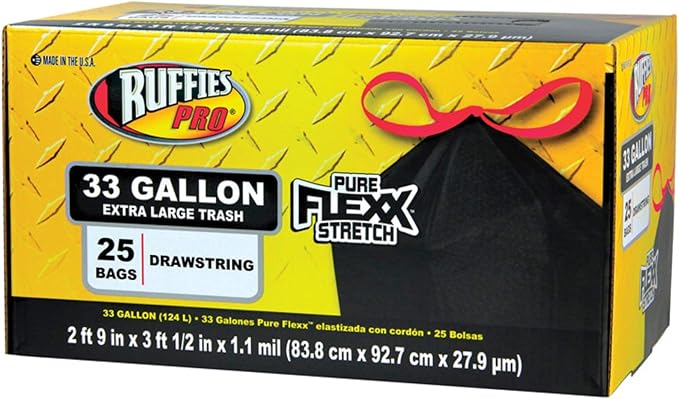 Ruffies Pro 33 gal. Trash Bags Drawstring 25 pk