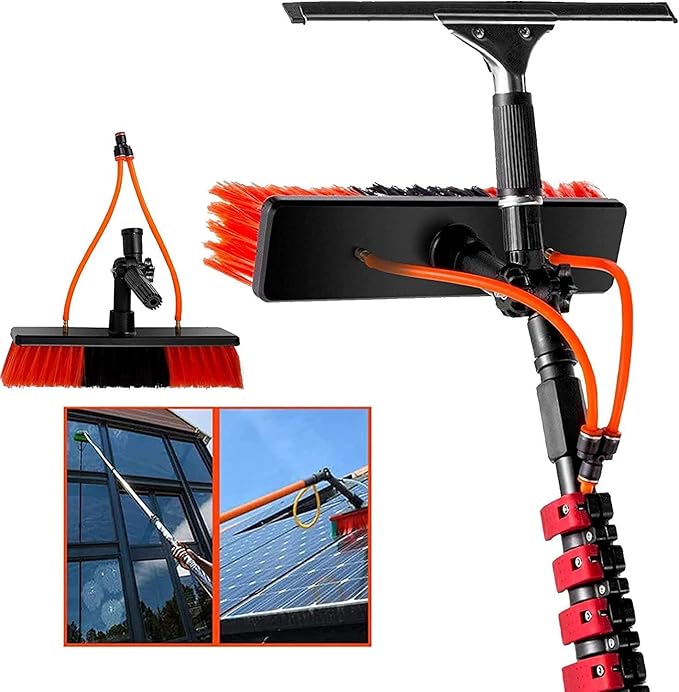 3.6-10.8m Window Cleaning Polewith Water ConnectionWindow Cleaner KitCleaning Photovoltaic and Solar Panelsfor Trucks Windows24FT/7.2M