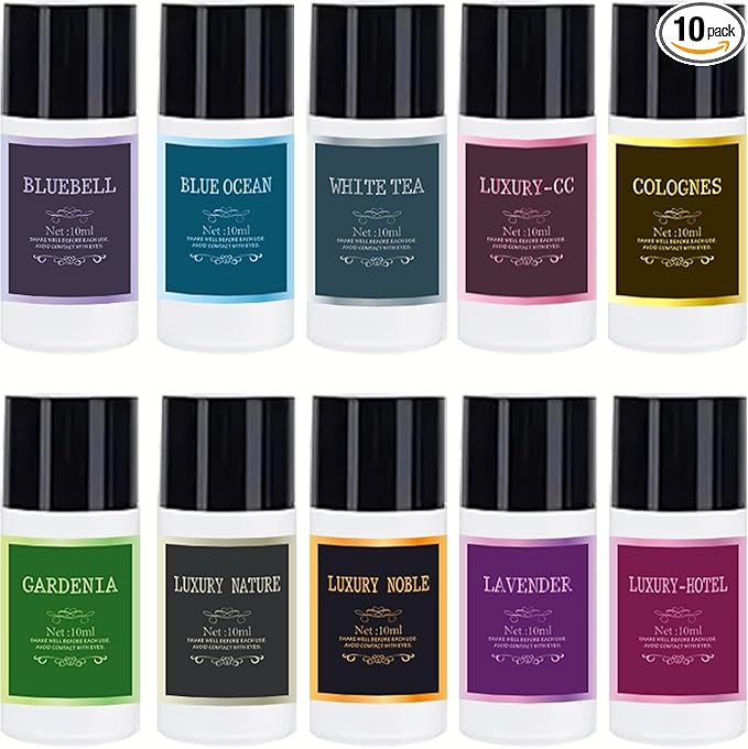 Car Air Freshener Refill Cologne Aromatherapy Oil 10 PCS Essential Oils Mixed Fragrance Set for Car Diffusers (No Diffuser Included)