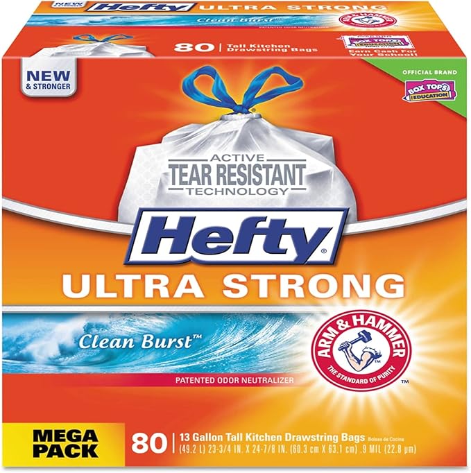 Hefty E84558CT Ultra Strong Scented Tall White Kitchen Bags White 240/Carton