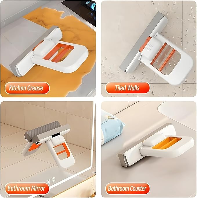3Pcs Mini Foldable Desktop MopPortable Mini Cleaning Sponge Self-Squeeze Short MopWet and Dry Use Cleaning System for BathroomKitchenDesktopGlassLiving RoomCar