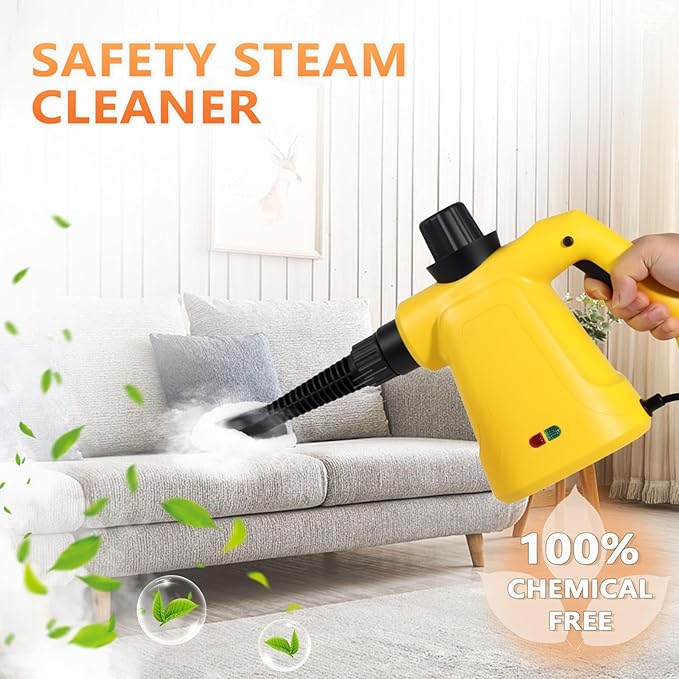 Pressurized Steam Cleaner Handheld Multi-Surface Steamer with 11 Accessories &amp Steam Lock 350ml Tank for Home Car Kitchen Bathroom Windows – Chemical-Free Deep Cleaning