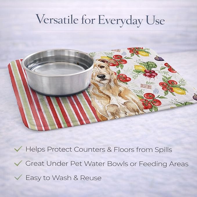 Caroline's Treasures Wheaten Irish Wolfhound Vegetables Dish Drying Mat Absorbent Dish Drying Mat Pad for Kitchen Counter Dish Drainer Mat for Countertop 14 x 21 Multicolor