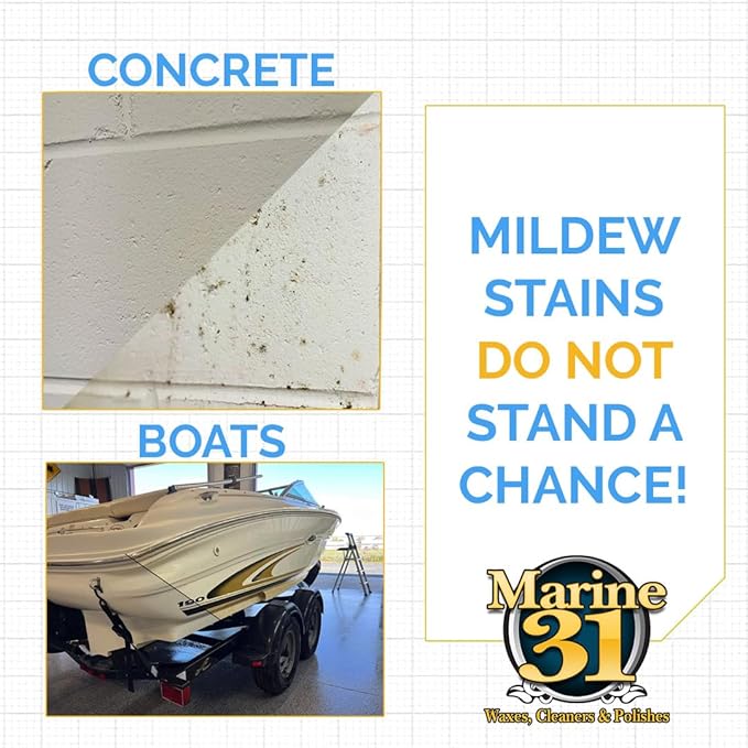 Marine 31 Mildew Stain Remover &amp Cleaner | Removes Stains from Boats Homes Patios Bathrooms &amp Showers | Effective Mold &amp Mildew Cleaner | M31-370X2 | 20oz (2-Pack)