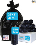 Home and Kitchen Durable Black Trash Bags 12-16 Gallon Strong and Puncture Proof Resins 0.8 Mil Thick Standard Wastebasket Size 23 x 31 Extra Tall Office and Food Waste 250 Count