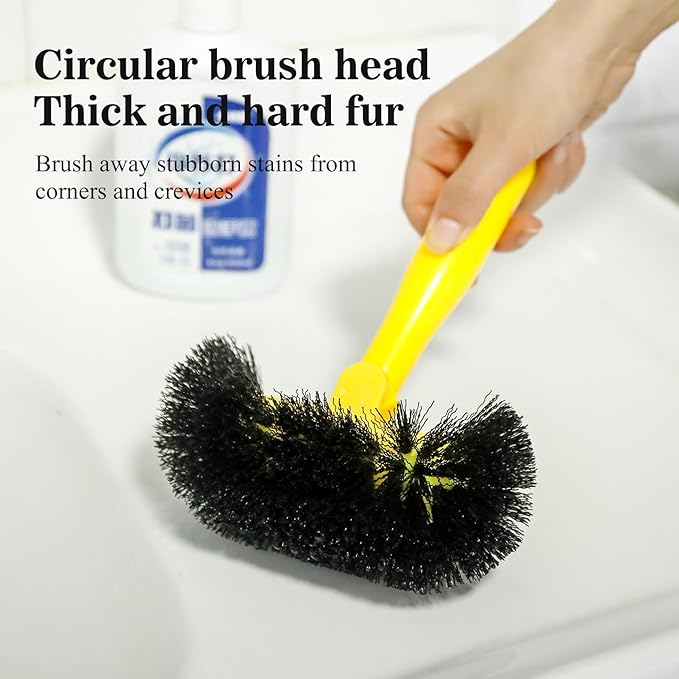 Grout Cleaning Brush with Long Handle - Hard Bristle Hand Held Grout Cleaner Brush for Tile Grout Shower Cupboard Corner Cleaning