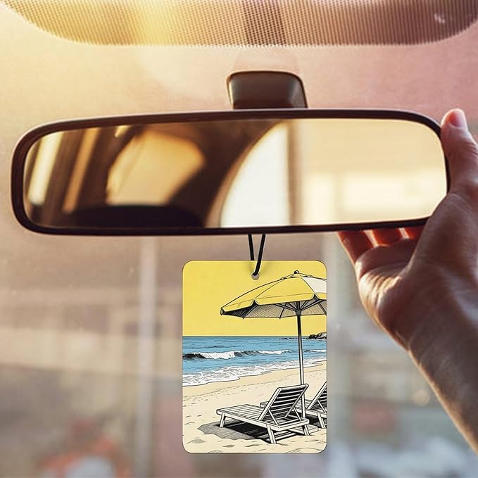 5PCS Car Air Freshener Hanging Personalized Double Sided Summer Beach Car Fresheners Long Lasting New Cars Scents Cute Automotive Freshies for Closets Drawers (tea)