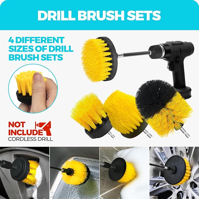 30Pcs Car Detailing Kit Car Wash Cleaning Kit Auto Detailing Drill Brush Set Car Cleaning Gel Car Cleaning Supplies for Interior Exterior Wheels Windows