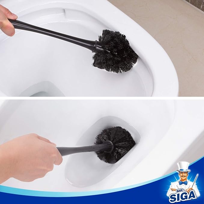 MR.SIGA Toilet Plunger and Bowl Brush Combo for Bathroom Cleaning Black 2 Sets