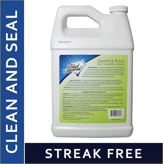 Black Diamond Stoneworks GRANITE PLUS! 2 in 1 Cleaner &amp Sealer for Granite Marble (1-G1-QT) Granite Sealer: Seals and Protects Granite Marble. 1-QT