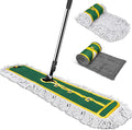 42 Commercial Dust Mop for Floor Cleaning MASTERTOP Large Flat Mop with Long Handle Sweeping Broom with 2 Different Mops Pads Industrial Mop for Hardwood Tile Gym Office Mall Warehouse