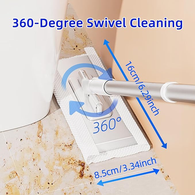 Snap Grip Mini Mop Touch Free Press Grip Removable Polvo Mini Lazy Dust Mop and Sweeping Mop for Wet and Dry Disposable Pads Multi-Surface Floor Cleaning (5 Sheets Included)