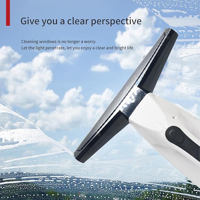 Fafeicy Cordless Window Vacuum Cleaner Handheld Glass Cleaner with 2000Pa Suction 280mm Extra Wide Squeegee for Shower Doors and Tiles