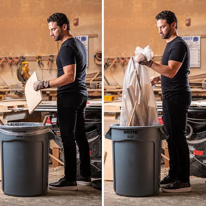 Plasticplace 56 Gallon Trash Bags │ 1.5 Mil │ Clear Heavy Duty Liners Fits Glutton Garbage Can │ 43” x 46” (100 Count)