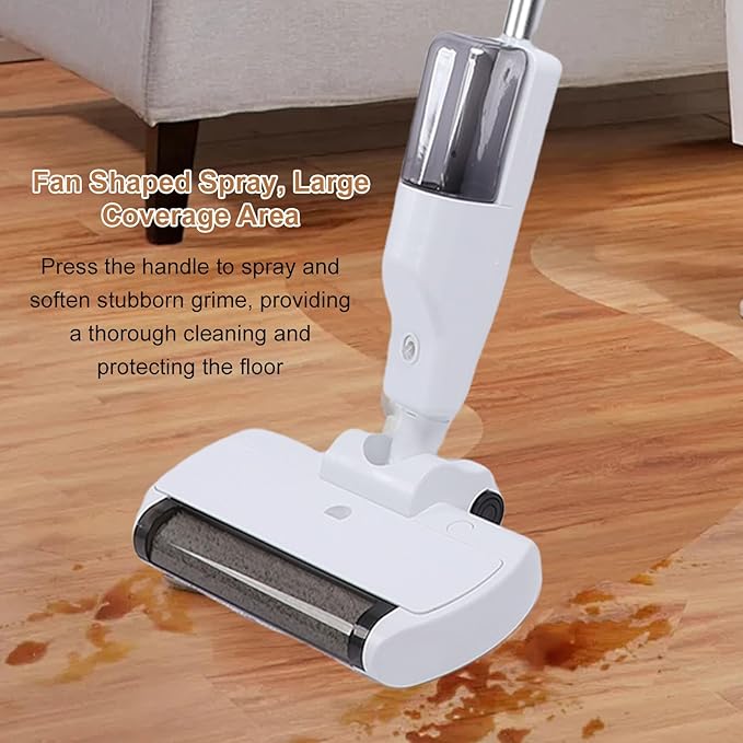Electric Mop Cordless Mop Vacuum Combo with Double Motors LED Headlight Water Sprayer and Telescopic Pole for Hard Wood Tile Laminate and Stone Surfaces with 60 Minute