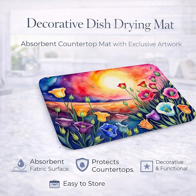 Caroline's Treasures DAC1445DDM Lisianthus in Color Dish Drying Mat Absorbent Dish Drying Mat Pad for Kitchen Counter Dish Drainer Mat for Countertop 14 x 21 Multicolor