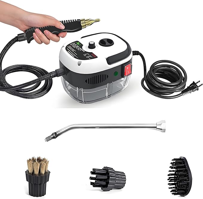 2500w Handheld High Temp Portable Cleaning Machine Handheld Power Steam Cleaner for Home High Heat Steam Cleaning Machine Steamer for Cleaning Ready In 10s for Kitchen Furniture Bathroom Car(White)