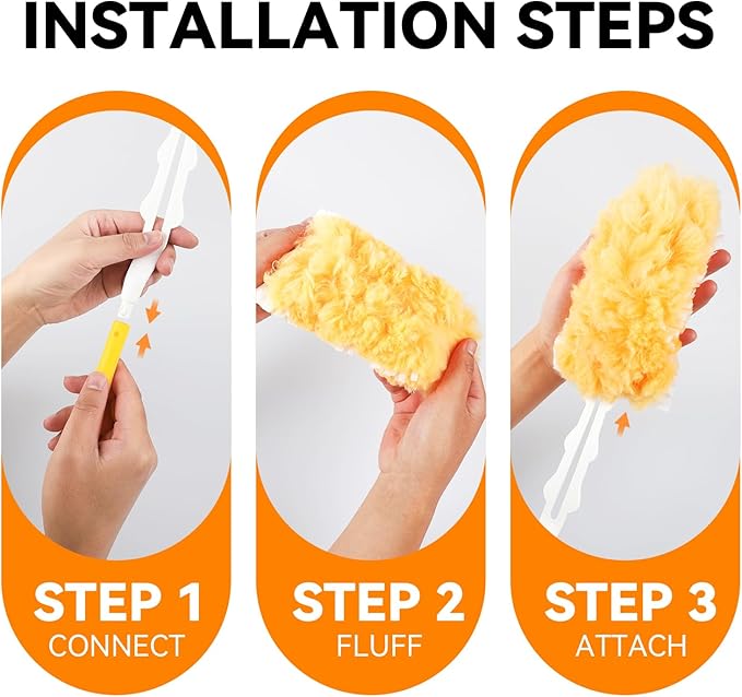 Duster Refills Bulk Compatible with Swiffer Dusters Swiffer Microfibre dust Cleaner for Cleaning Home Office Furniture (Yellow 20 PCS (360°)+Handle)