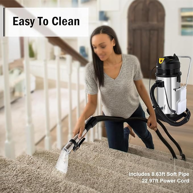 30L/40L/60L Commercial Carpet Cleaning Machine 3 in 1 Professional Extractor Upholstery Wet Dry Vacuum Cleaner Portable Spot Cleaner for Hotels Offices 30L