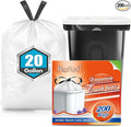 20 Gallon Large Drawstring Trash Bags 200 Counts Fit 20-21 Gal Trash Can Heavy Duty Tall Kitchen Garbage Liners Large Trash Bags Size Chart for Home/Office Outdoor Lawn &amp Leaf Bags White