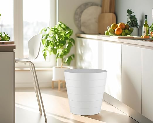 Small Trash Can (2.1 Gallons) Dorm Trash Can Heavy Duty Dust Bin Mini Garbage Can for Bedroom (Pack Of 3) Plastic Wastebasket Bathroom Wastebasket (White) Round paper Trashcan Office Trash bin