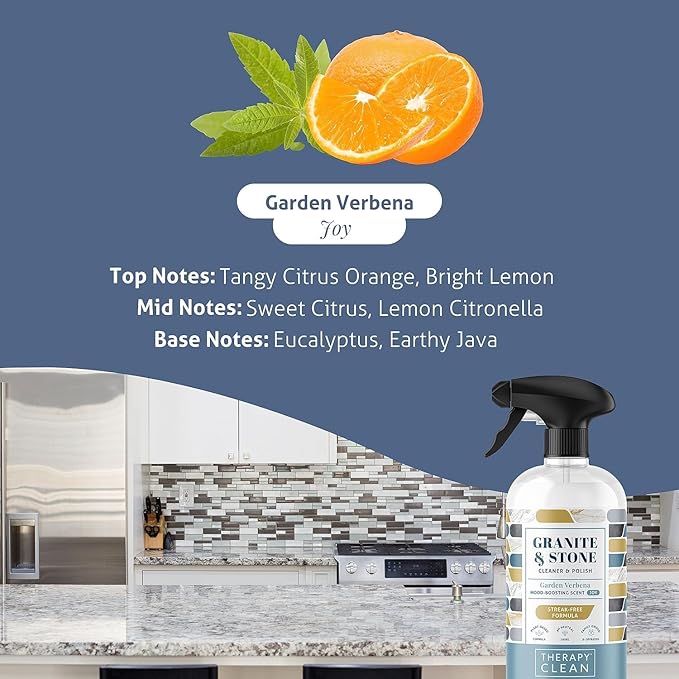 Therapy Granite Countertop Cleaner &amp Polish (2 Pack - With Microfiber) - pH Neutral Marble Cleaner Soapstone Quartz Stone Quartzite Slate Limestone Corian Laminate