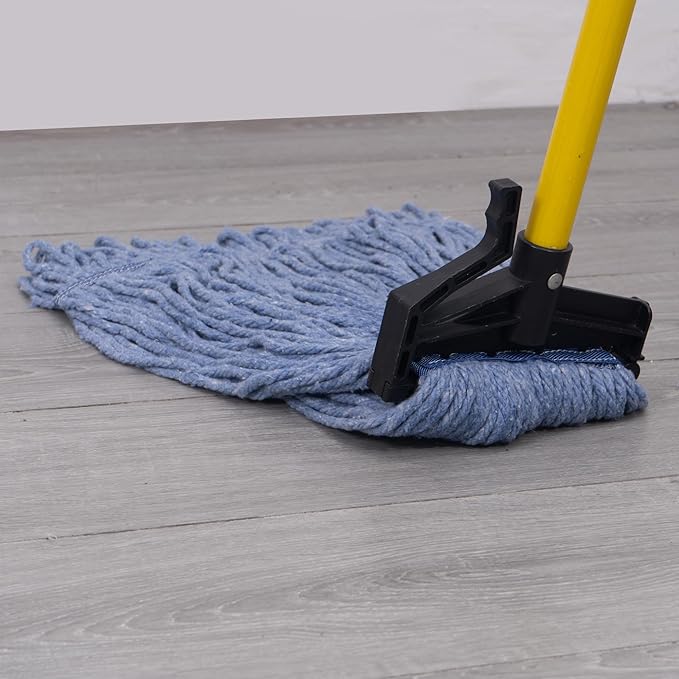 Matthew Easy Trigger Release Mop Handle 60 inch Fiberglass Mop StickCommercial Mop Head Replacement Holder for Floor CleaningClip On Mop Handle Quick Change for Wet Mop Handle - 6Pack Yellow