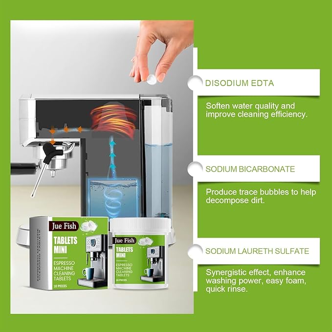 Coffee Machine Cleaning Tablets - Deep Clean For Coffee Residue Oils &amp Stains Eco-Friendly Easy To Use(2PCS)