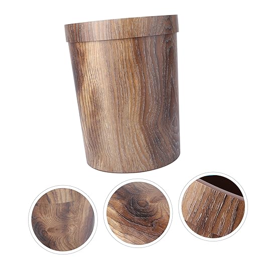 Toyvian Grain Trash Can Vintage Decorative Wastebasket for Living Room Bedroom Kitchen Capacity Stylish Design for