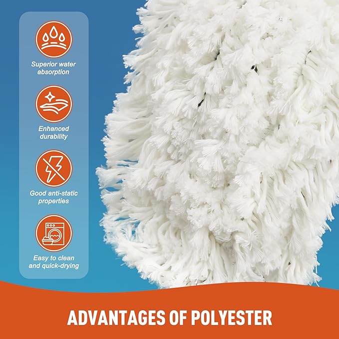 24 Commercial Dust Mop for Floor Cleaning Heavy Duty Sweeper Broom with 2 Microfiber Mop Pads Wet and Dry Duster Sweeper Broom for Marble Laminate Hardwood Floor Cleaning Grey