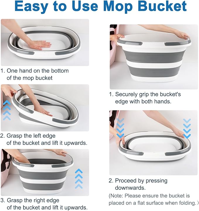 28L Large Collapsible Mop Bucket with Handle for Cleaning Silicone Portable Pet Bathtub for Puppy Small Dogs Cats Foldable Laundry Basket Hamper Clothes Storage Bin Space Saving Design for RV