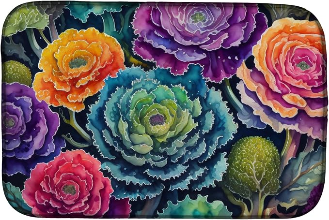 Caroline's Treasures DAC1449DDM Ornamental Kale in Color Dish Drying Mat Absorbent Dish Drying Mat Pad for Kitchen Counter Dish Drainer Mat for Countertop 14 x 21 Multicolor