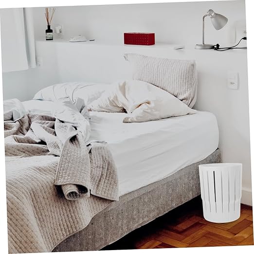 TIDTALEO Hollow-Out Small Trash Can Thick Open-Top Garbage Bucket White for Office Bathroom Bedroom Multi-Function Wastebasket